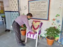 GARLANDING TO DR. SARVEPALLI RADHAKRISHNAN ON TEACHERS DAY-2020-M C SATYAWALI-PRINCIPAL